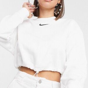 Nike Elastic Drawcord cropped mini Swoosh white Sweatshirt